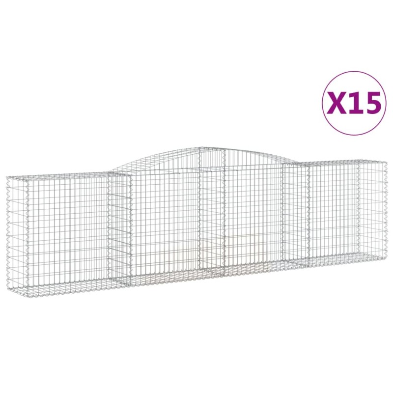 vidaXL Συρματοκιβώτια Τοξωτά 15 τεμ. 400x50x100/120 εκ. Γαλβαν. Ατσάλι