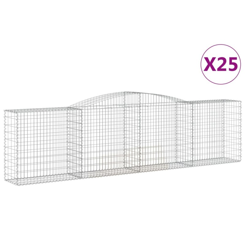 vidaXL Συρματοκιβώτια Τοξωτά 25 τεμ. 400x50x100/120 εκ. Γαλβαν. Ατσάλι