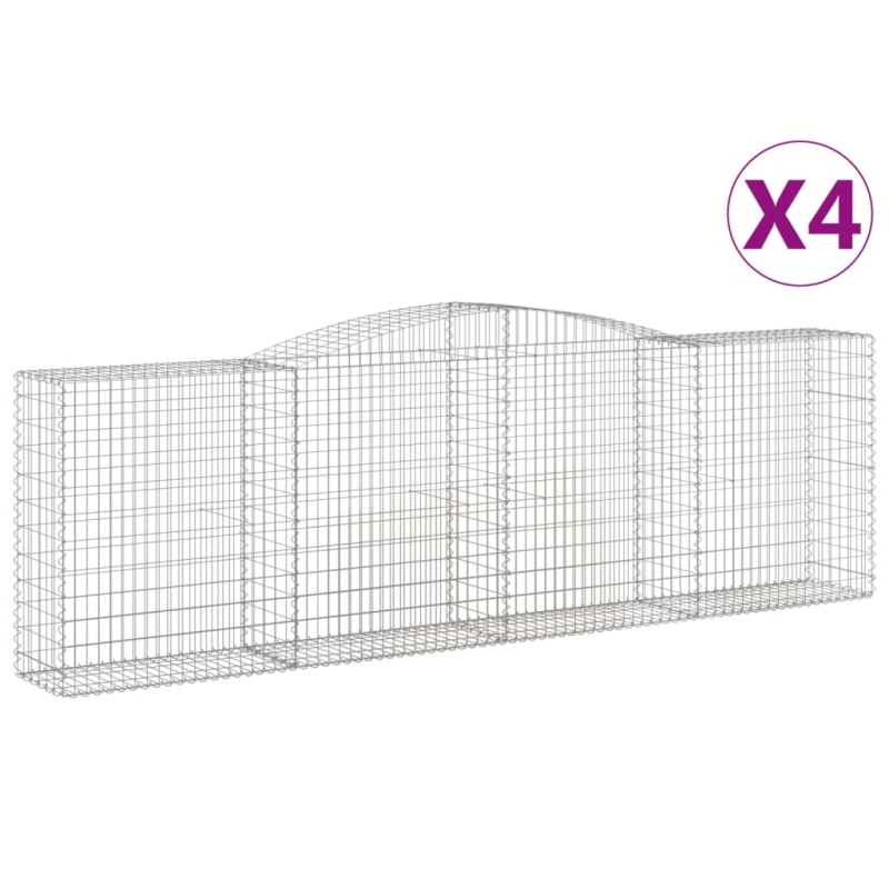vidaXL Συρματοκιβώτια Τοξωτά 4 τεμ. 400x50x120/140 εκ. Γαλβαν. Ατσάλι