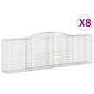 vidaXL Συρματοκιβώτια Τοξωτά 8 τεμ. 400x50x120/140 εκ. Γαλβαν. Ατσάλι