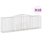 vidaXL Συρματοκιβώτια Τοξωτά 10 τεμ. 400x50x120/140 εκ. Γαλβαν. Ατσάλι