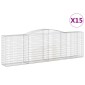 vidaXL Συρματοκιβώτια Τοξωτά 15 τεμ. 400x50x120/140 εκ. Γαλβαν. Ατσάλι