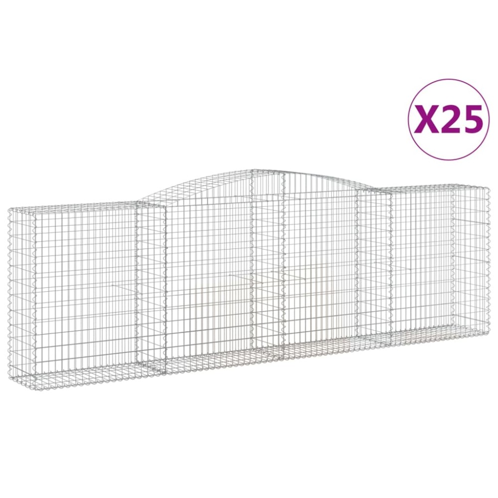 vidaXL Συρματοκιβώτια Τοξωτά 25 τεμ. 400x50x120/140 εκ. Γαλβαν. Ατσάλι