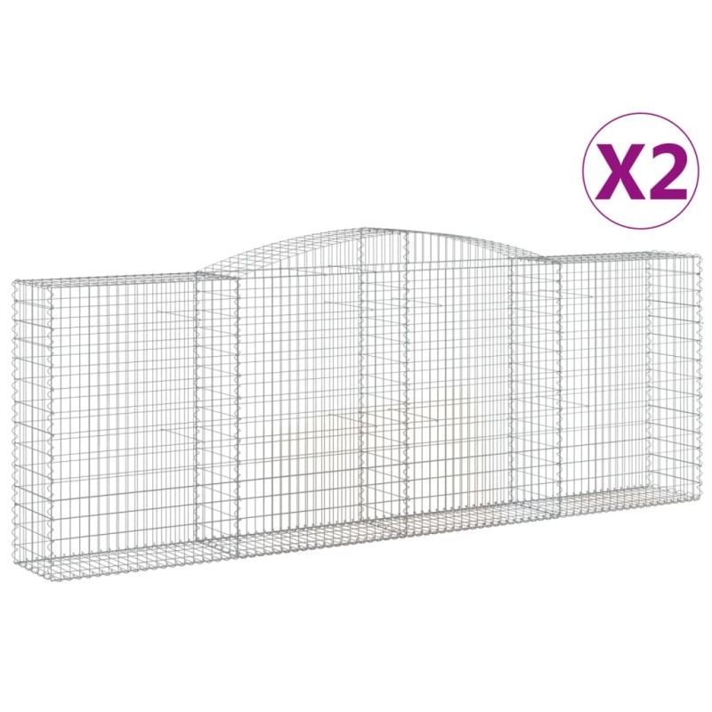 vidaXL Συρματοκιβώτια Τοξωτά 2 τεμ. 400x50x140/160 εκ. Γαλβαν. Ατσάλι