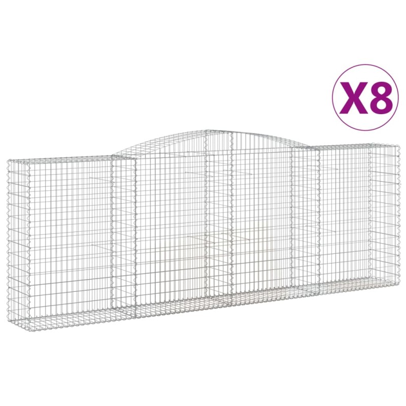 vidaXL Συρματοκιβώτια Τοξωτά 8 τεμ. 400x50x140/160 εκ. Γαλβαν. Ατσάλι