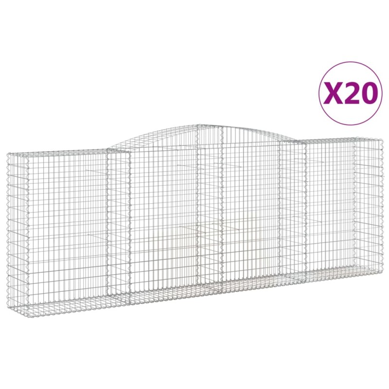 vidaXL Συρματοκιβώτια Τοξωτά 20 τεμ. 400x50x140/160 εκ. Γαλβαν. Ατσάλι