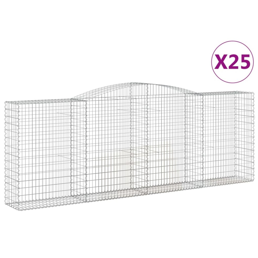 vidaXL Συρματοκιβώτια Τοξωτά 25 τεμ. 400x50x140/160 εκ. Γαλβαν. Ατσάλι
