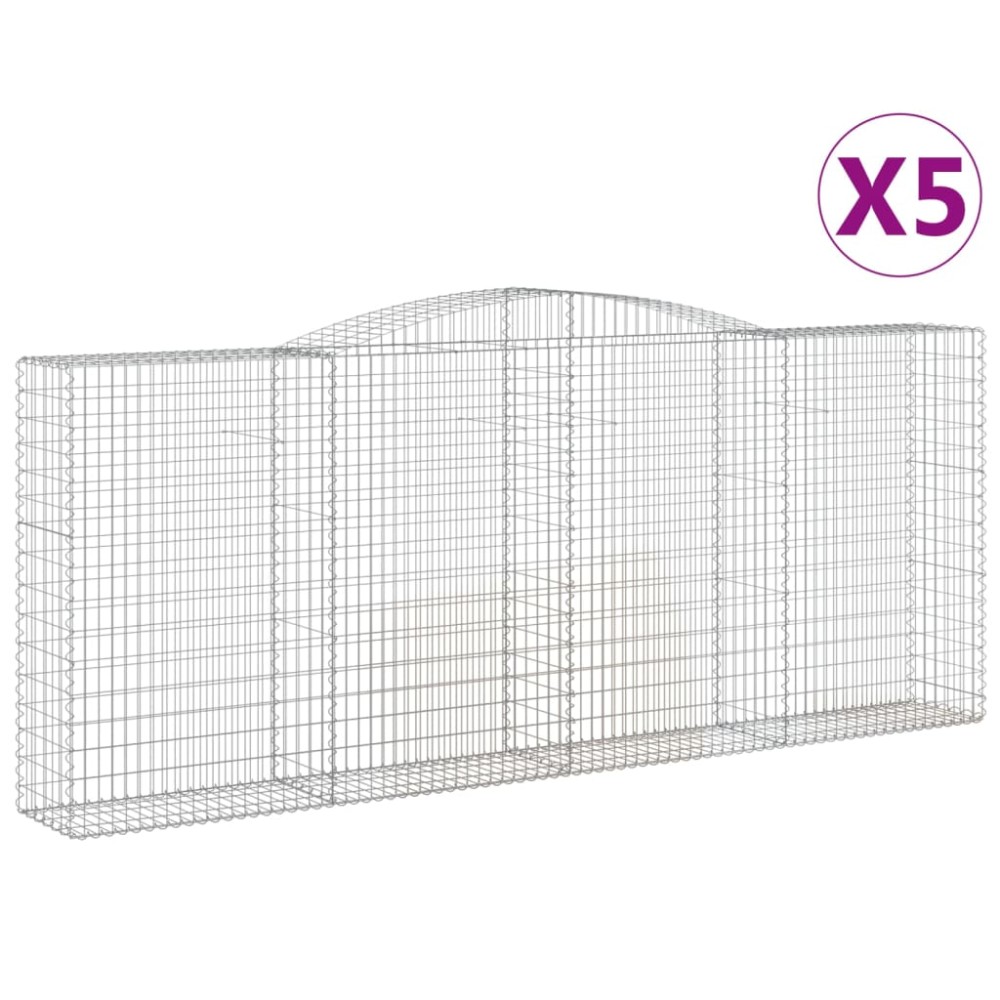 vidaXL Συρματοκιβώτια Τοξωτά 5 τεμ. 400x50x160/180 εκ. Γαλβαν. Ατσάλι