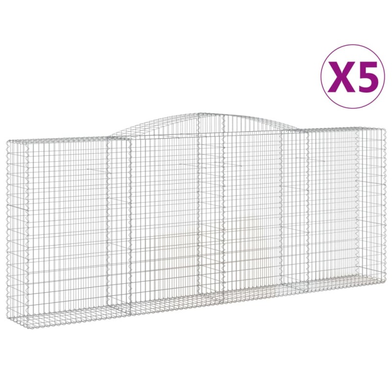vidaXL Συρματοκιβώτια Τοξωτά 5 τεμ. 400x50x160/180 εκ. Γαλβαν. Ατσάλι