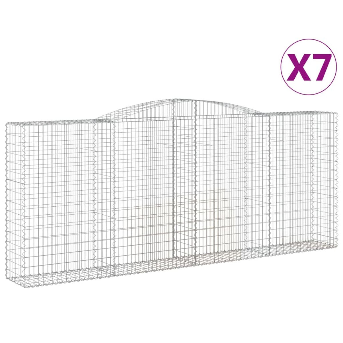 vidaXL Συρματοκιβώτια Τοξωτά 7 τεμ. 400x50x160/180 εκ. Γαλβαν. Ατσάλι