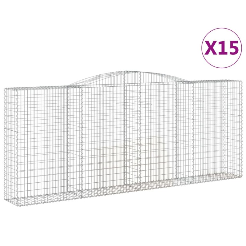 vidaXL Συρματοκιβώτια Τοξωτά 15 τεμ. 400x50x160/180 εκ. Γαλβαν. Ατσάλι
