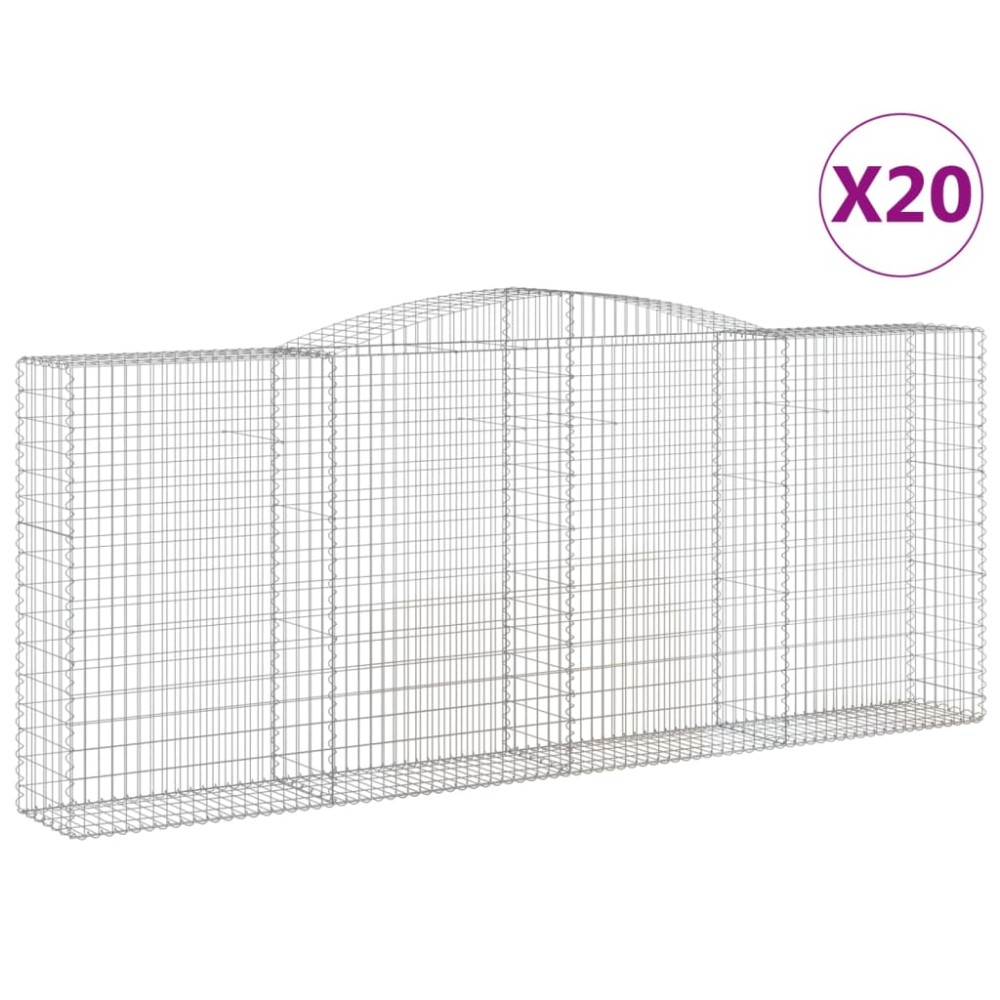 vidaXL Συρματοκιβώτια Τοξωτά 20 τεμ. 400x50x160/180 εκ. Γαλβαν. Ατσάλι
