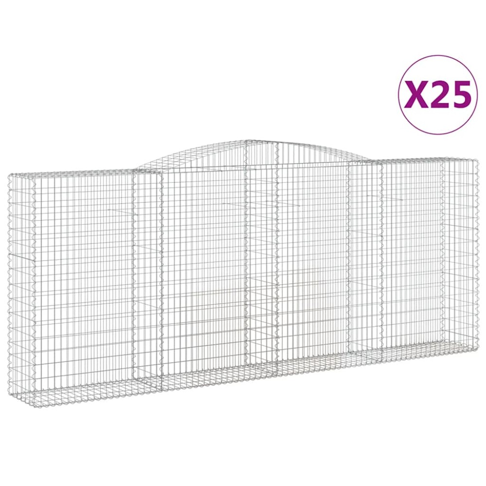 vidaXL Συρματοκιβώτια Τοξωτά 25 τεμ. 400x50x160/180 εκ. Γαλβαν. Ατσάλι