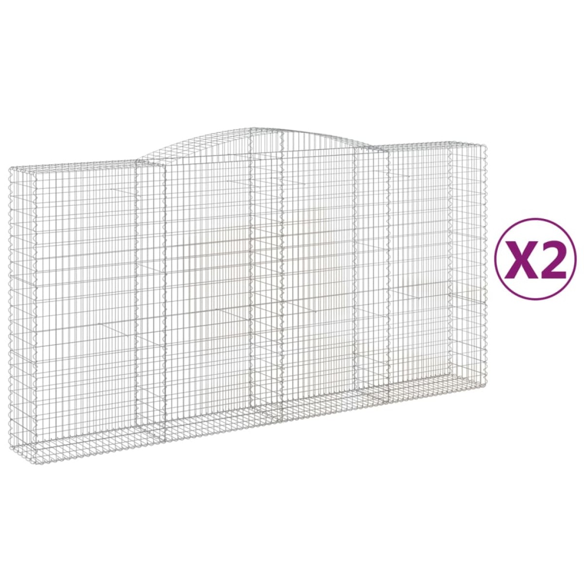 vidaXL Συρματοκιβώτια Τοξωτά 2 τεμ. 400x50x200/220 εκ. Γαλβαν. Ατσάλι