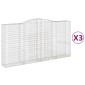 vidaXL Συρματοκιβώτια Τοξωτά 3 τεμ. 400x50x200/220 εκ. Γαλβαν. Ατσάλι