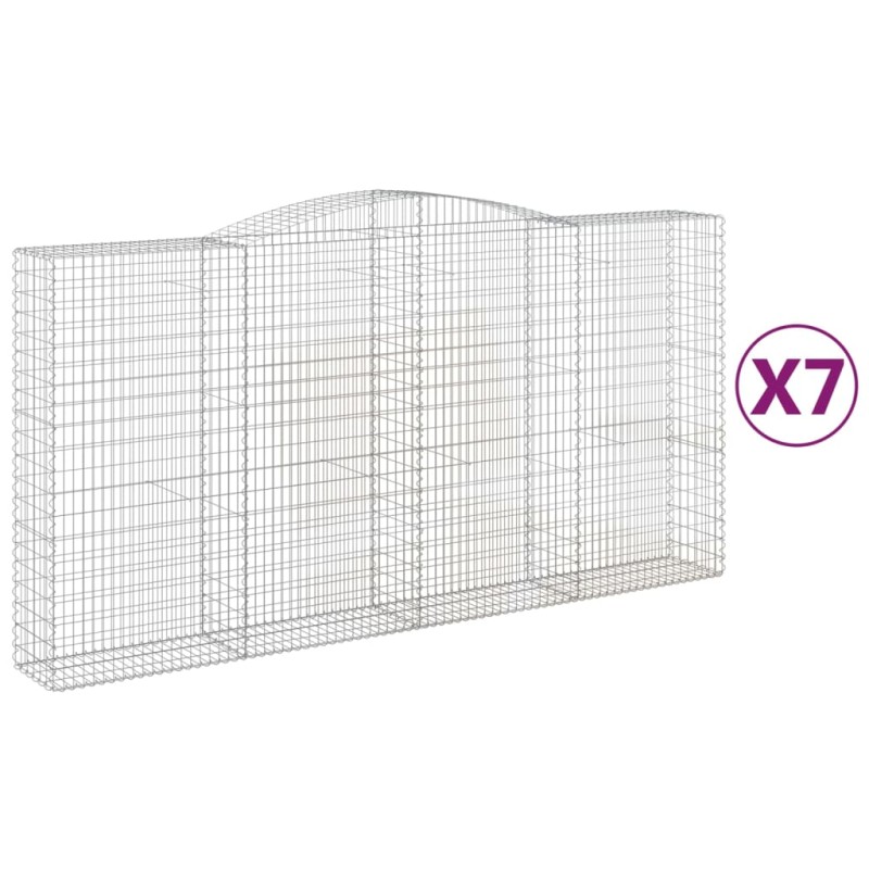vidaXL Συρματοκιβώτια Τοξωτά 7 τεμ. 400x50x200/220 εκ. Γαλβαν. Ατσάλι