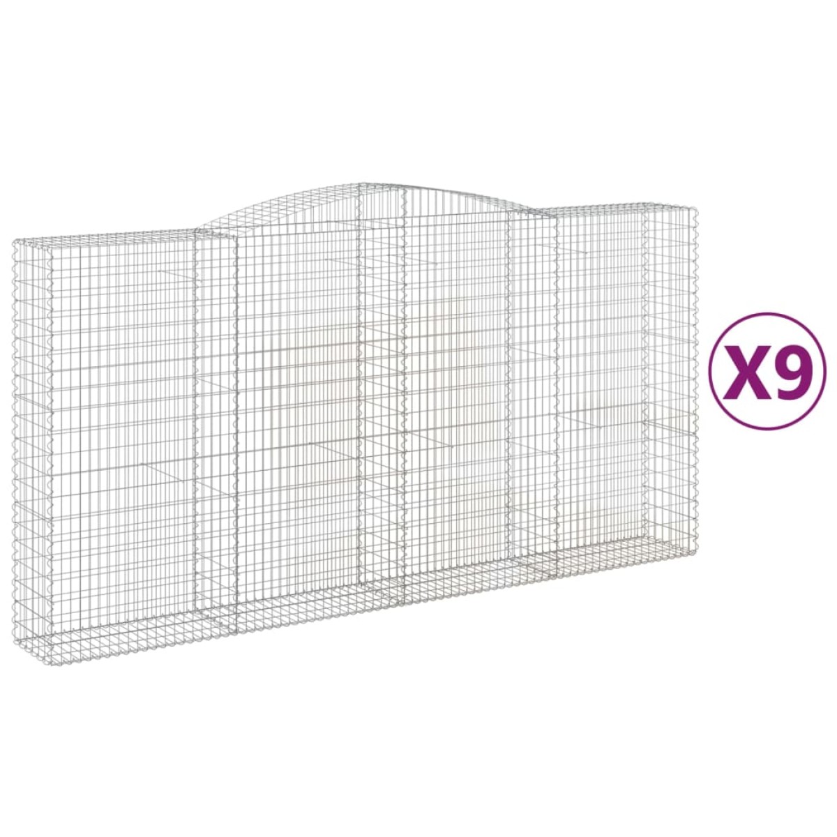 vidaXL Συρματοκιβώτια Τοξωτά 9 τεμ. 400x50x200/220 εκ. Γαλβαν. Ατσάλι