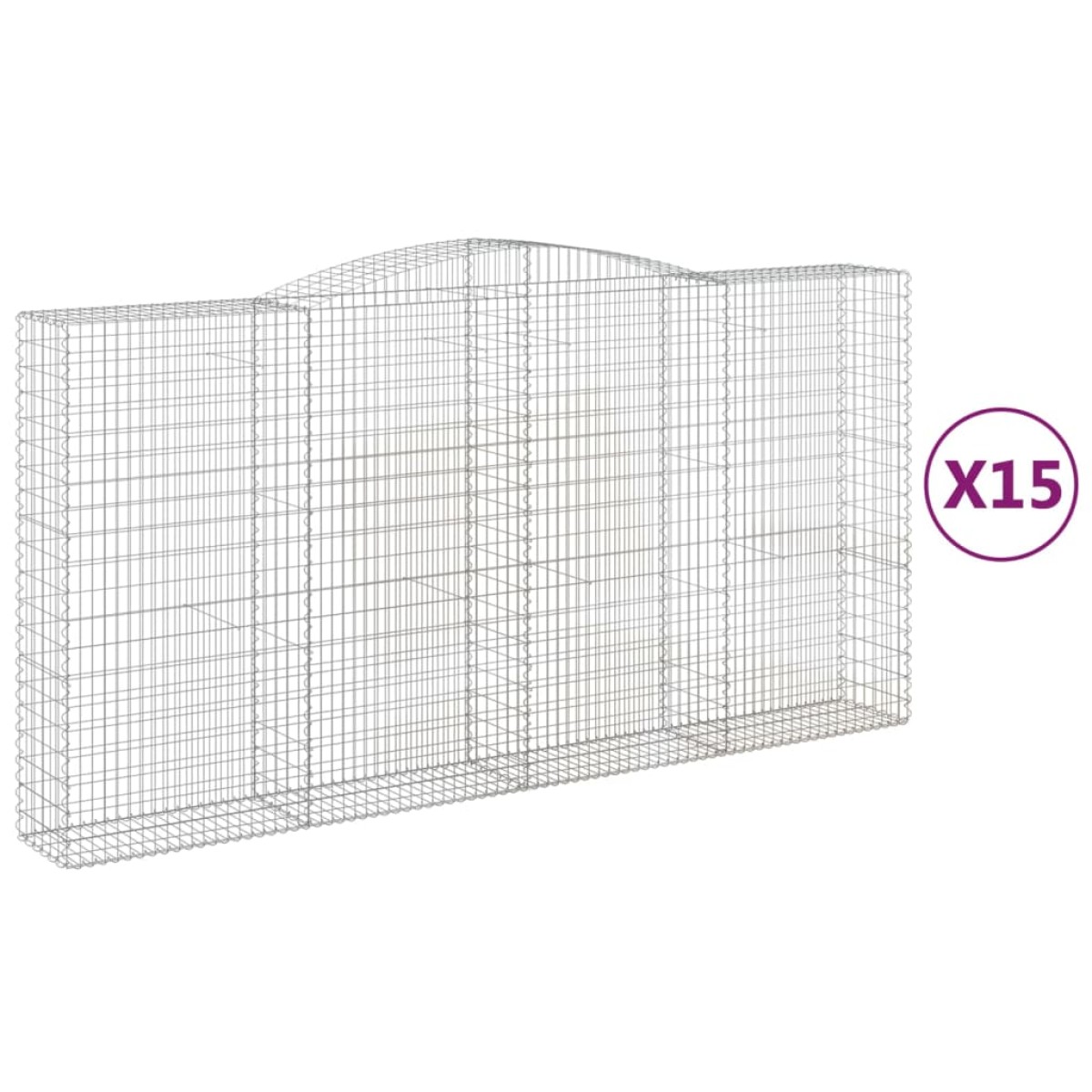 vidaXL Συρματοκιβώτια Τοξωτά 15 τεμ. 400x50x200/220 εκ. Γαλβαν. Ατσάλι
