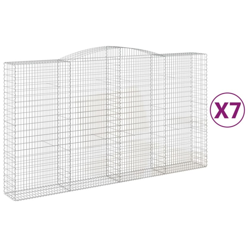 vidaXL Συρματοκιβώτια Τοξωτά 7 τεμ. 400x50x220/240 εκ. Γαλβαν. Ατσάλι
