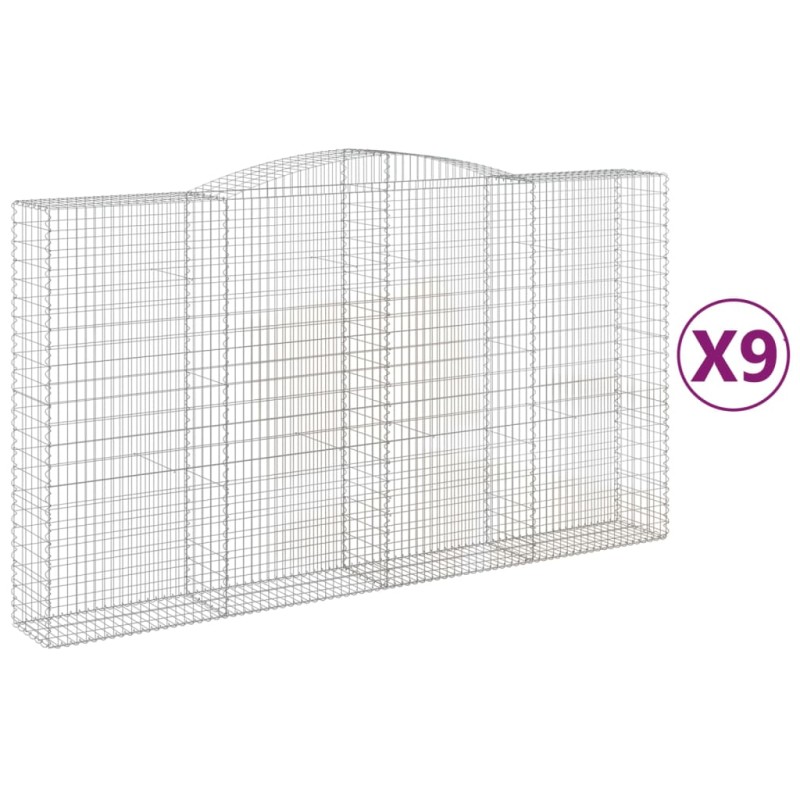 vidaXL Συρματοκιβώτια Τοξωτά 9 τεμ. 400x50x220/240 εκ. Γαλβαν. Σίδερο