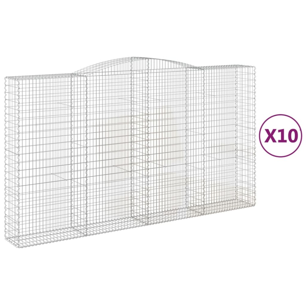 vidaXL Συρματοκιβώτια Τοξωτά 10 τεμ. 400x50x220/240 εκ. Γαλβαν. Σίδερο