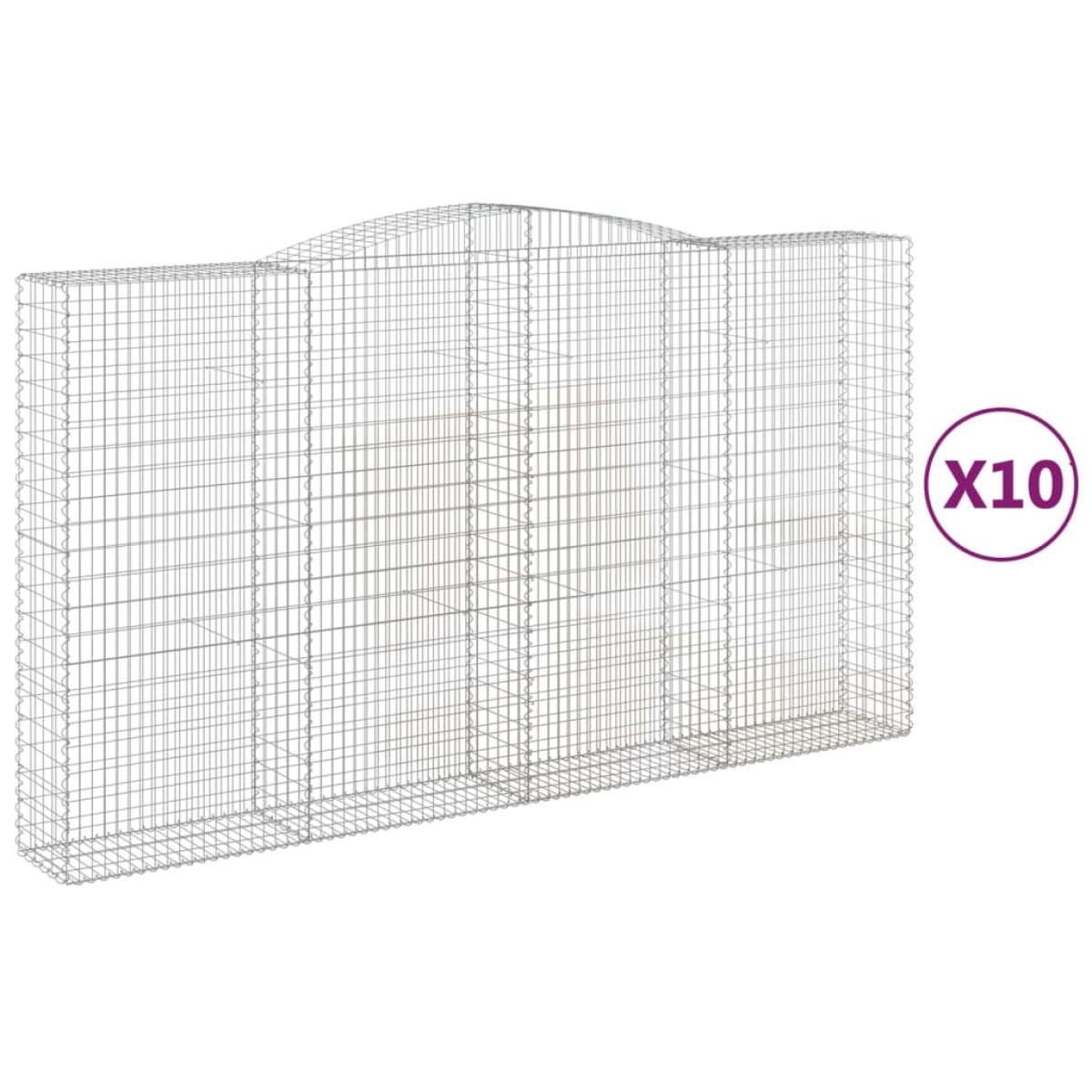 vidaXL Συρματοκιβώτια Τοξωτά 10 τεμ. 400x50x220/240 εκ. Γαλβαν. Σίδερο