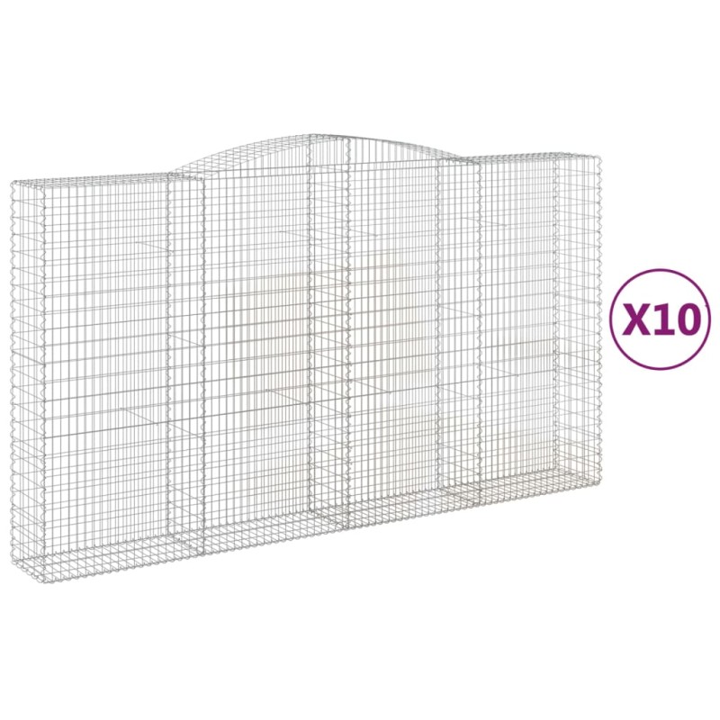 vidaXL Συρματοκιβώτια Τοξωτά 10 τεμ. 400x50x220/240 εκ. Γαλβαν. Σίδερο