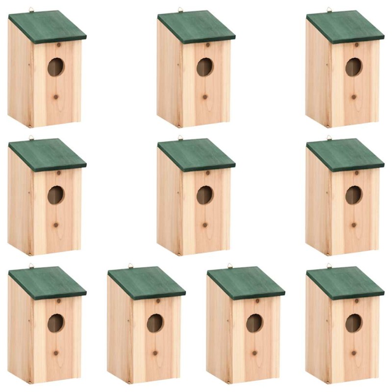 vidaXL Φωλιές Πουλιών 10 τεμ. 12 x 12 x 22 εκ. από Μασίφ Ξύλο Ελάτης