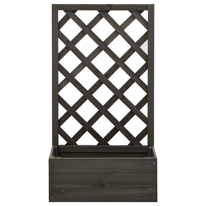 vidaXL Γλάστρα Κήπου με Καφασωτό Γκρι 50x25x90 εκ. Μασίφ Ξύλο Ελάτης
