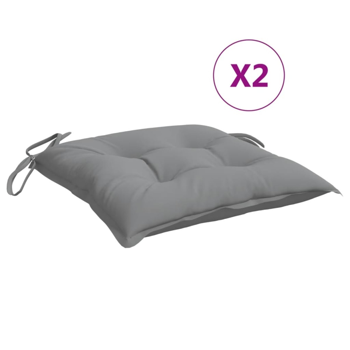 vidaXL Μαξιλάρια Καρέκλας 2 τεμ. Γκρι 50 x 50 x 7 εκ. Υφασμάτινα