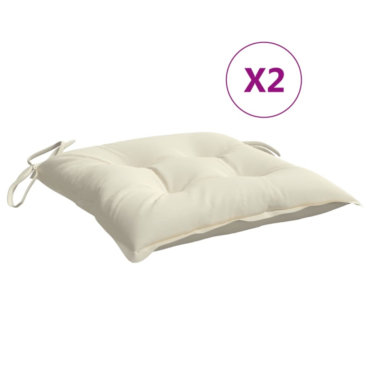 vidaXL Μαξιλάρια Καρέκλας Κήπου 2 τεμ. Λευκά 50x50x7 εκ. Υφασμάτινα