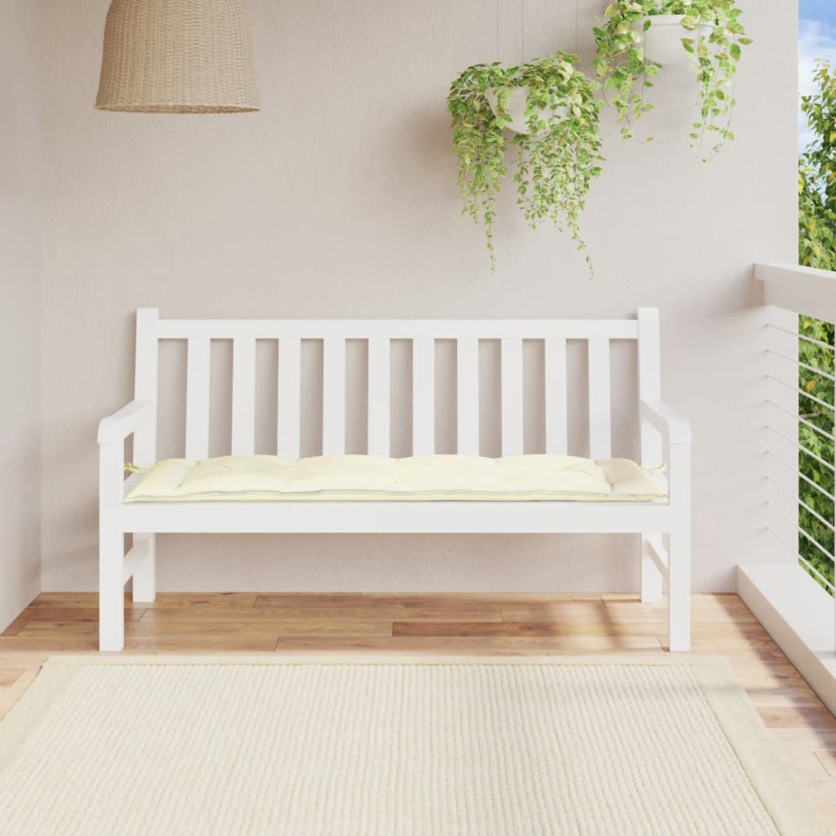 vidaXL Μαξιλάρι Πάγκου Κήπου Κρεμ Λευκό 150x50x7 εκ. Ύφασμα Oxford