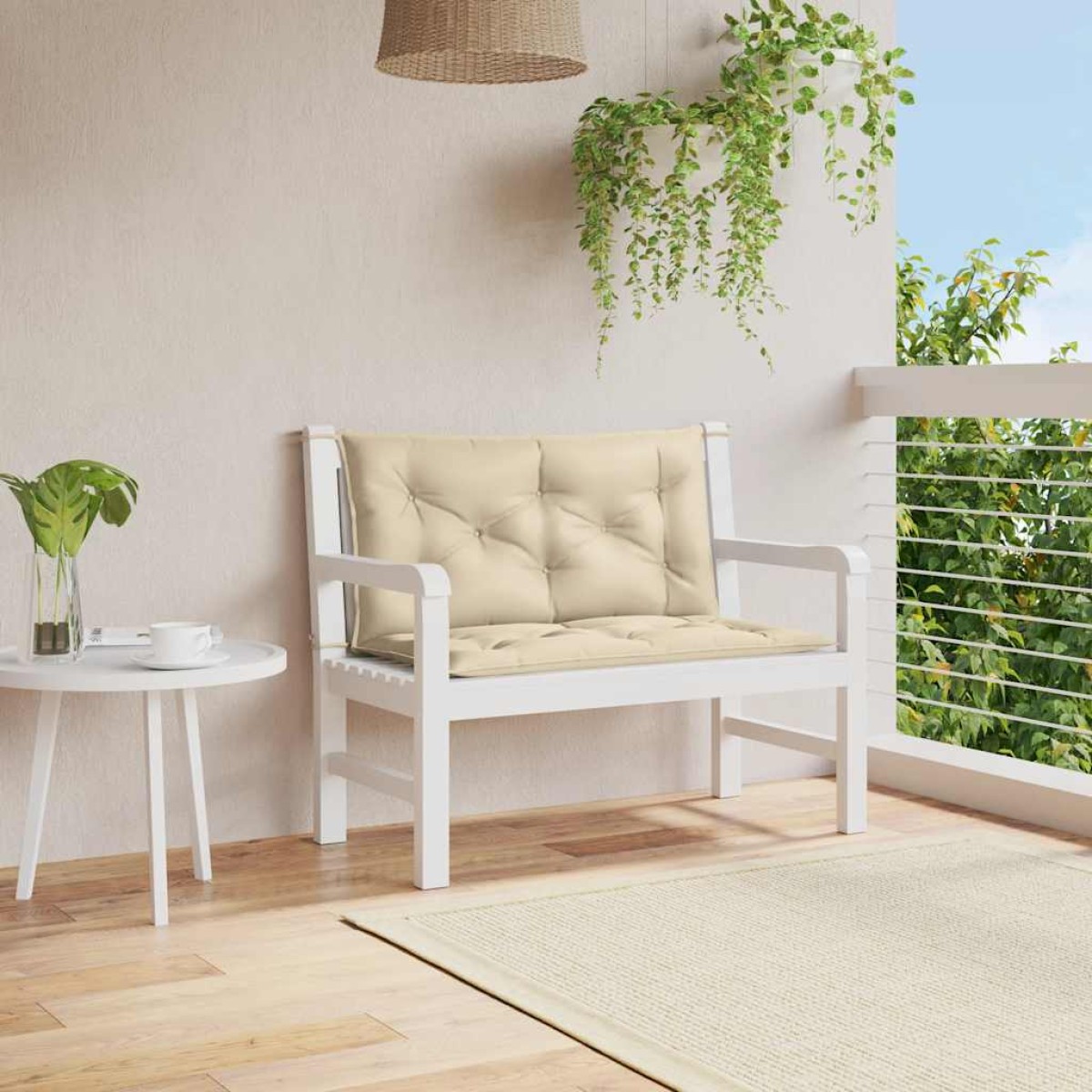 vidaXL Μαξιλάρια Πάγκου Κήπου 2 τεμ. Μπεζ 100x50x7cm Ύφασμα Oxford