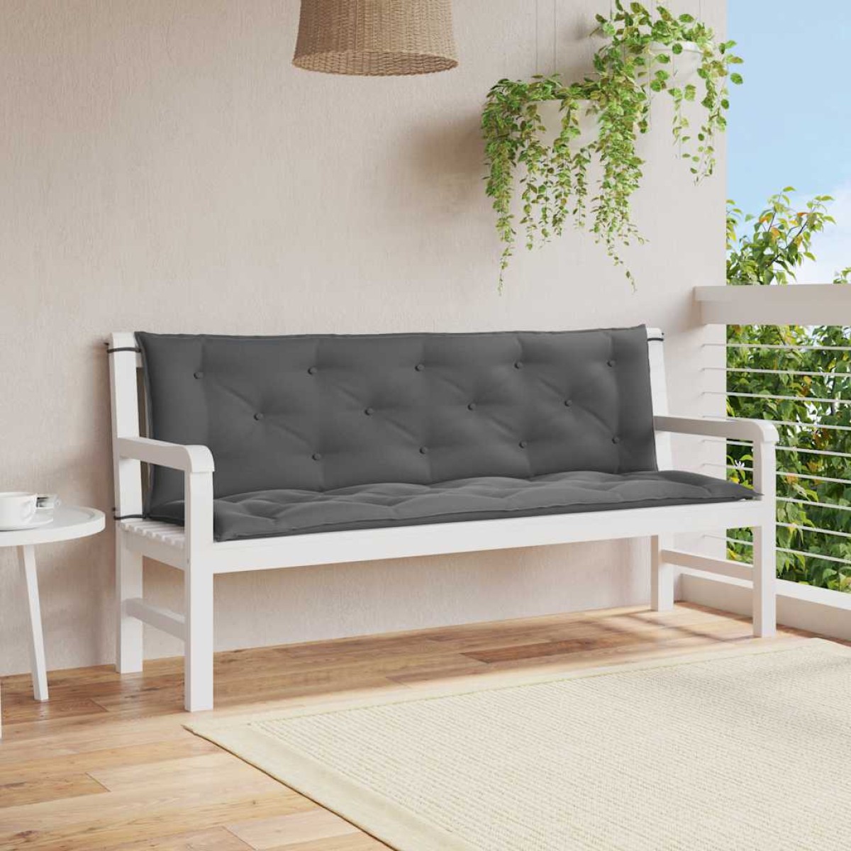 vidaXL Μαξιλάρια Πάγκου Κήπου 2 τεμ. Ανθρακί 150x50x7cm Ύφασμα Oxford