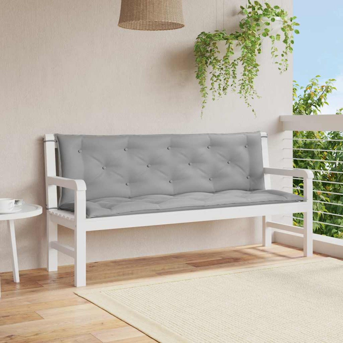 vidaXL Μαξιλάρια Πάγκου Κήπου 2 τεμ. Γκρι 150x50x7cm Ύφασμα Oxford