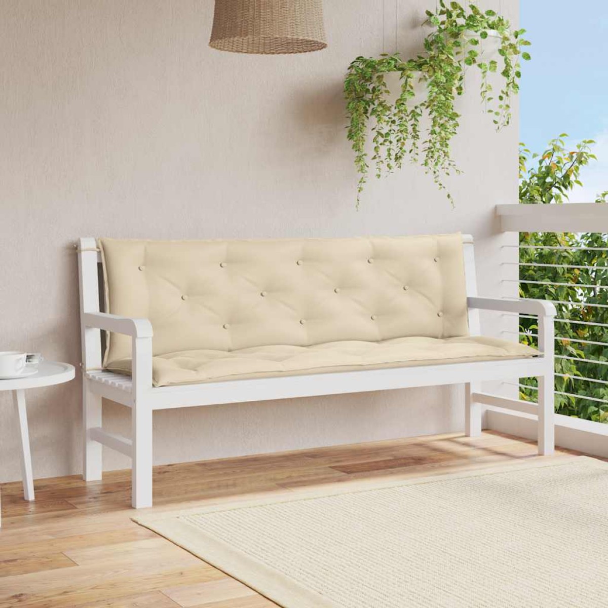 vidaXL Μαξιλάρια Πάγκου Κήπου 2 τεμ. Μπεζ 150x50x7cm Ύφασμα Oxford