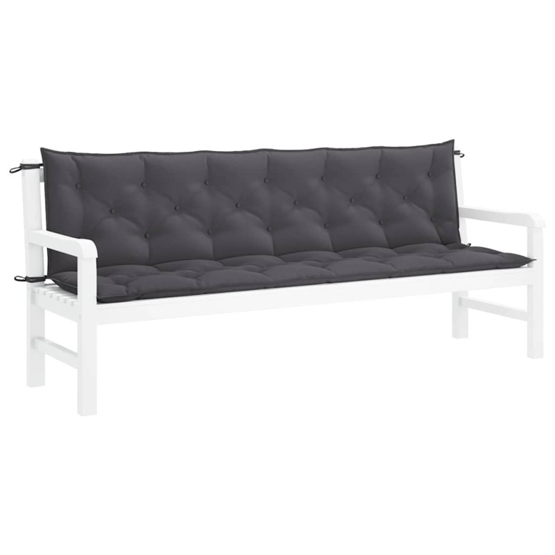 vidaXL Μαξιλάρι Πάγκου Κήπου Ανθρακί 200x(50+50)x7 εκ. Ύφασμα Oxford