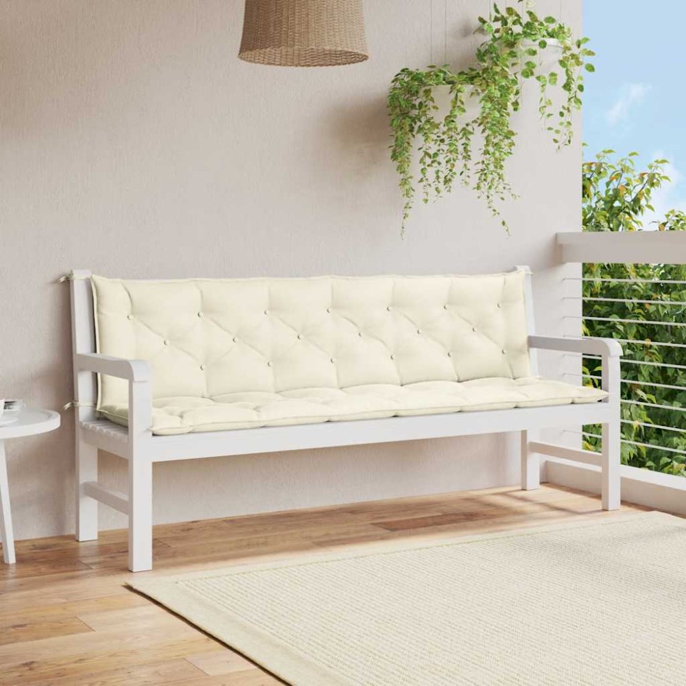 vidaXL Μαξιλάρι Πάγκου Κήπου Λευκό 200x(50+50)x7 εκ. Ύφασμα Oxford