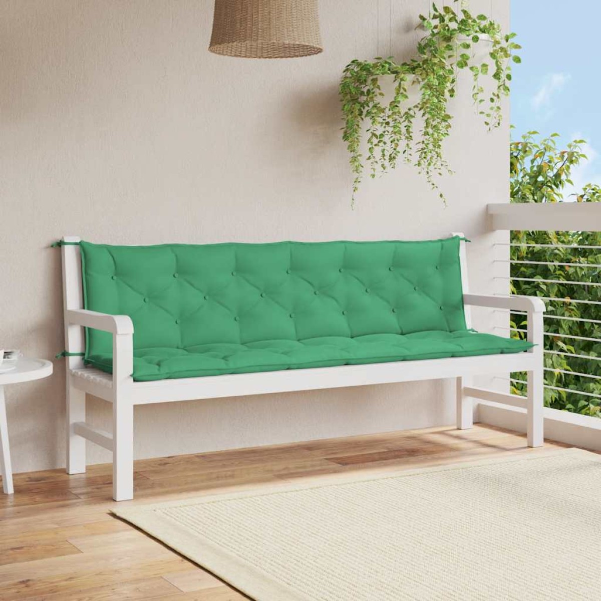 vidaXL Μαξιλάρια Πάγκου Κήπου 2 τεμ. Πράσινο 200x50x7cm Ύφασμα Oxford