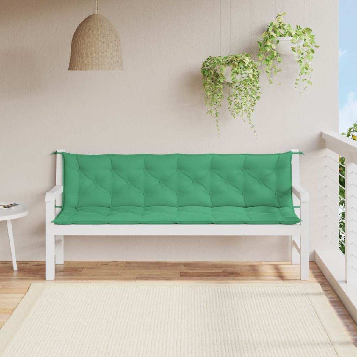 vidaXL Μαξιλάρια Πάγκου Κήπου 2 τεμ. Πράσινο 200x50x7cm Ύφασμα Oxford