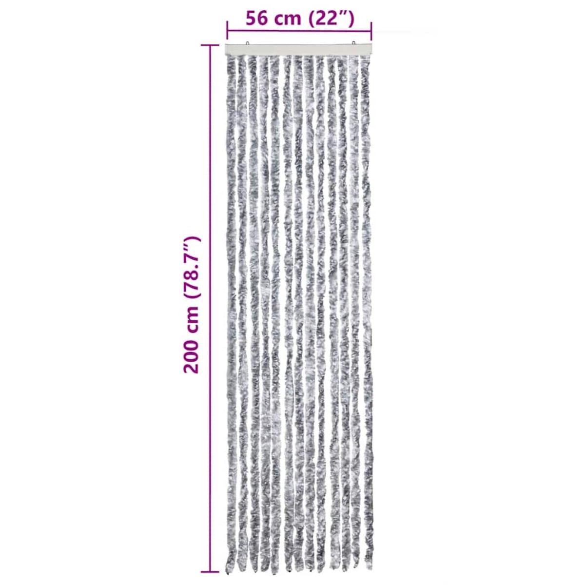vidaXL Σήτα - Κουρτίνα Πόρτας Λευκό / Γκρι 56 x 200 εκ. από Σενίλ