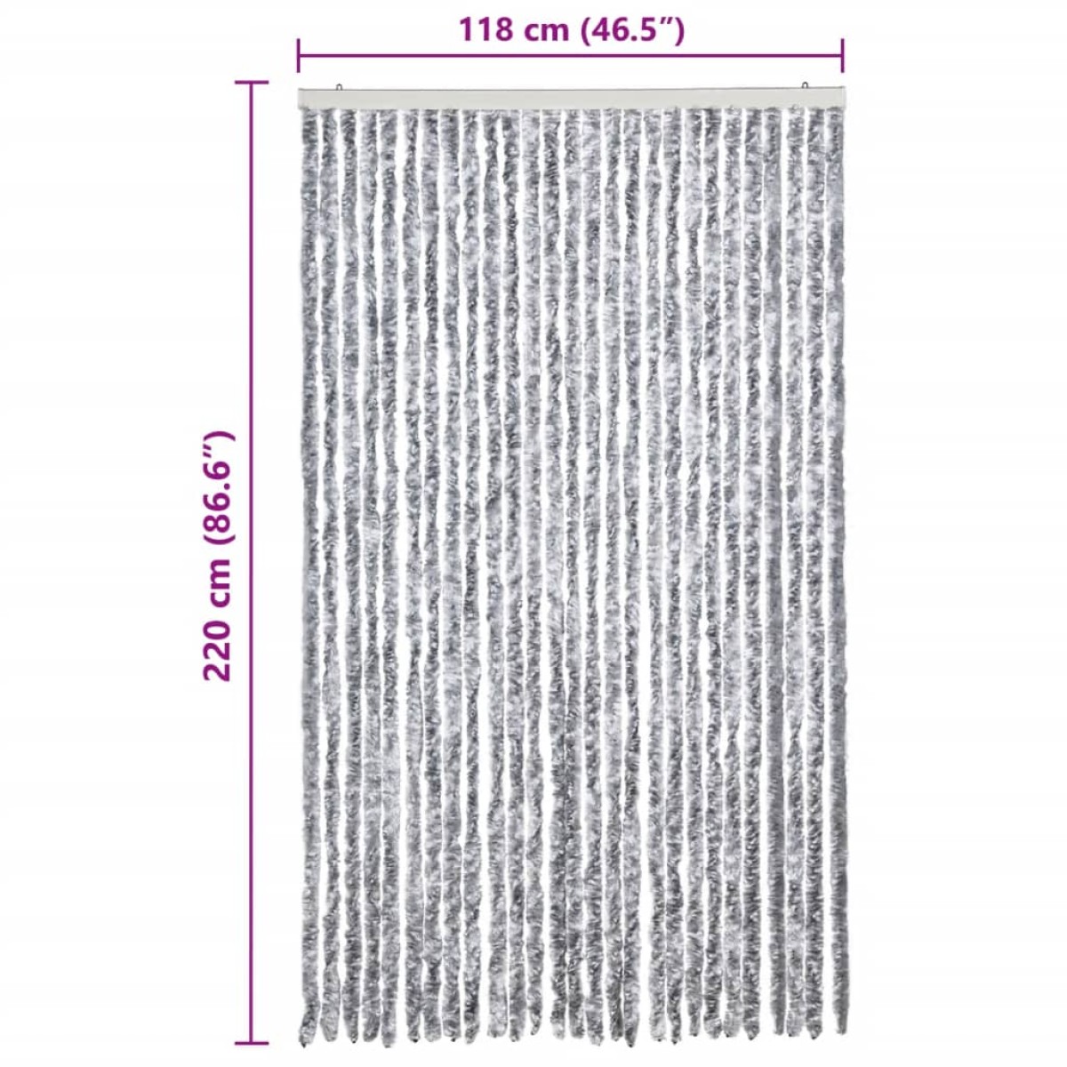 vidaXL Σήτα - Κουρτίνα Πόρτας Λευκό / Γκρι 120 x 220 εκ. από Σενίλ