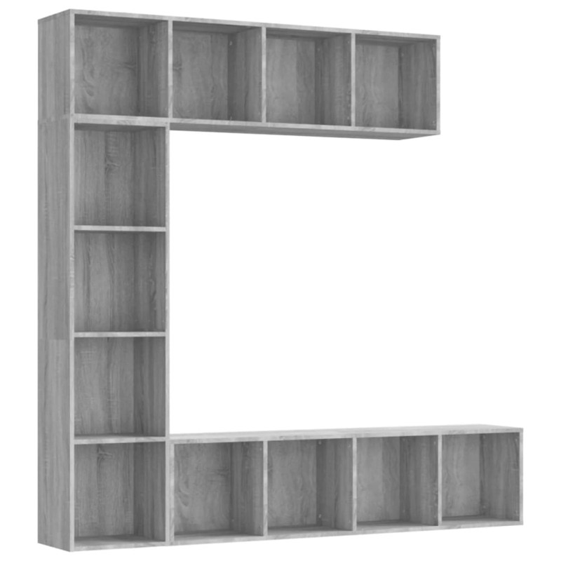 vidaXL Σετ Επίπλων Τηλ. / Βιβλιοθήκης 3Τεμ 180x30x180εκ Γκρι Sonoma