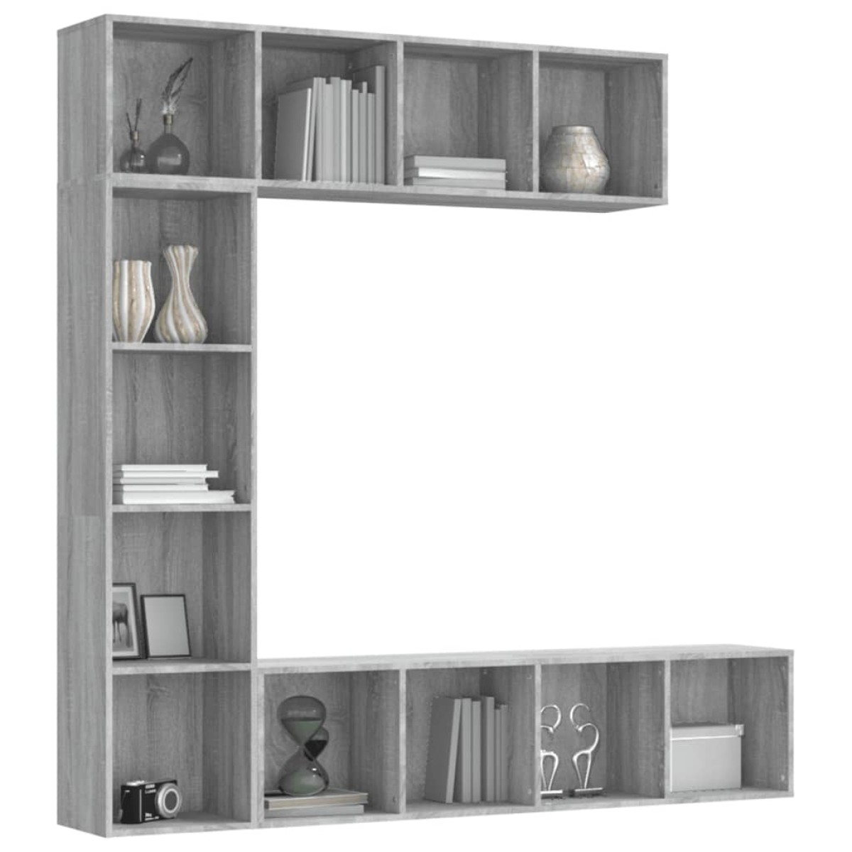vidaXL Σετ Επίπλων Τηλ. / Βιβλιοθήκης 3Τεμ 180x30x180εκ Γκρι Sonoma