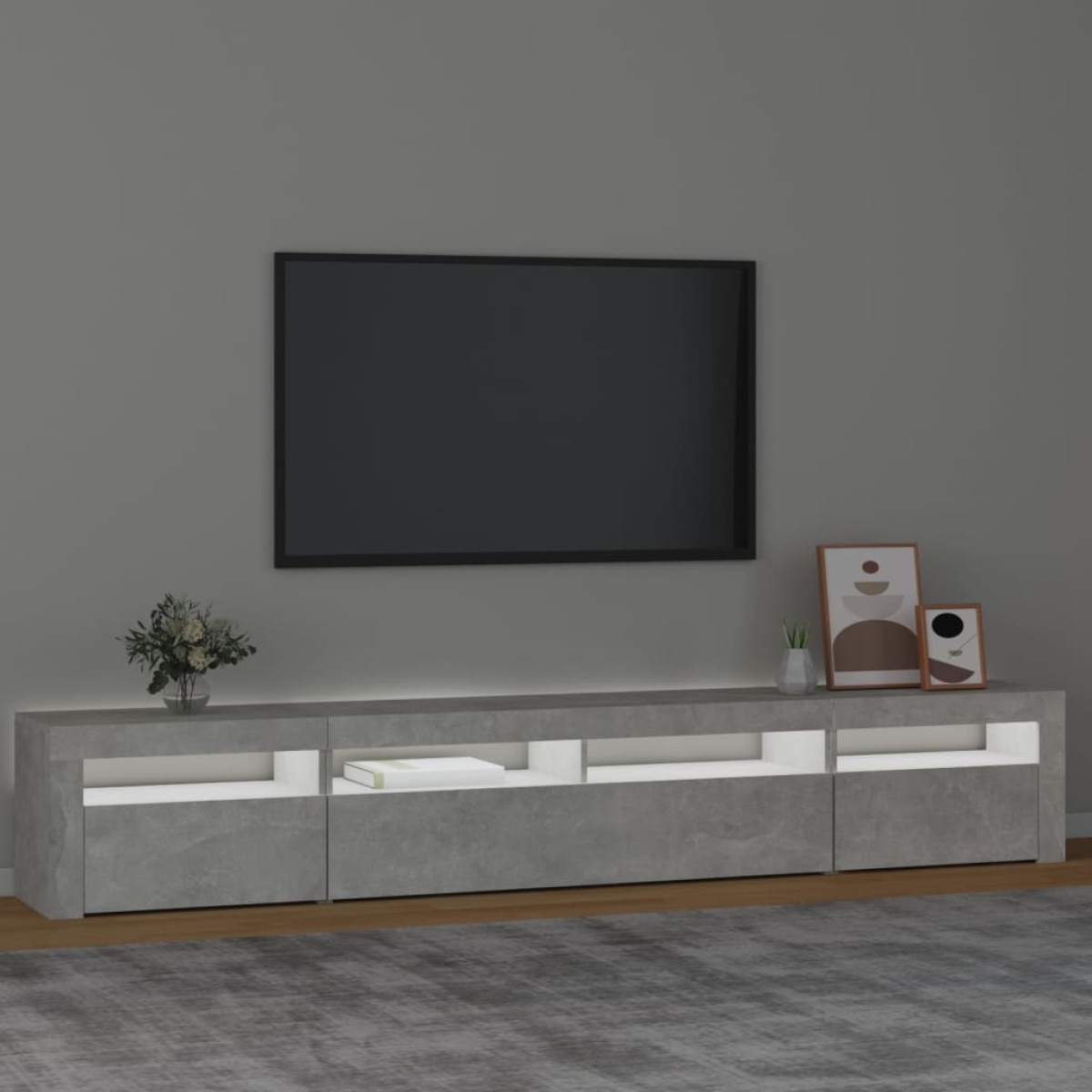vidaXL Έπιπλο Τηλεόρασης με LED Γκρι Σκυροδέματος 240 x 35 x 40 εκ.