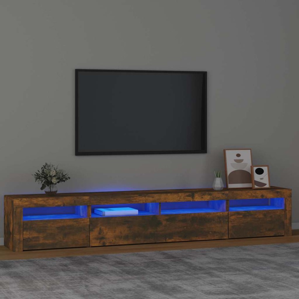 vidaXL Έπιπλο Τηλεόρασης με LED Καπνιστή Δρυς 240x35x40 εκ.