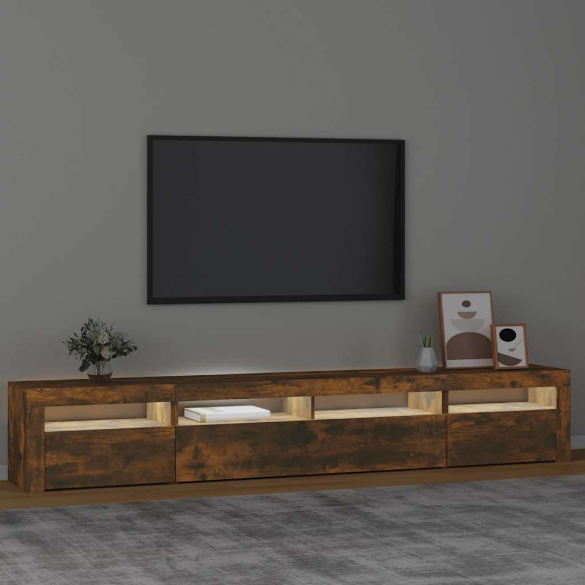 vidaXL Έπιπλο Τηλεόρασης με LED Καπνιστή Δρυς 240x35x40 εκ.