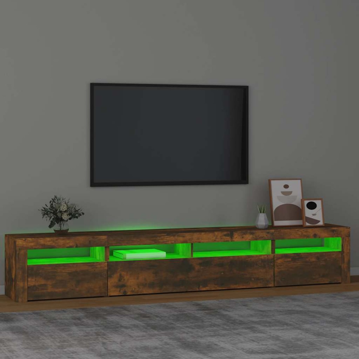 vidaXL Έπιπλο Τηλεόρασης με LED Καπνιστή Δρυς 240x35x40 εκ.