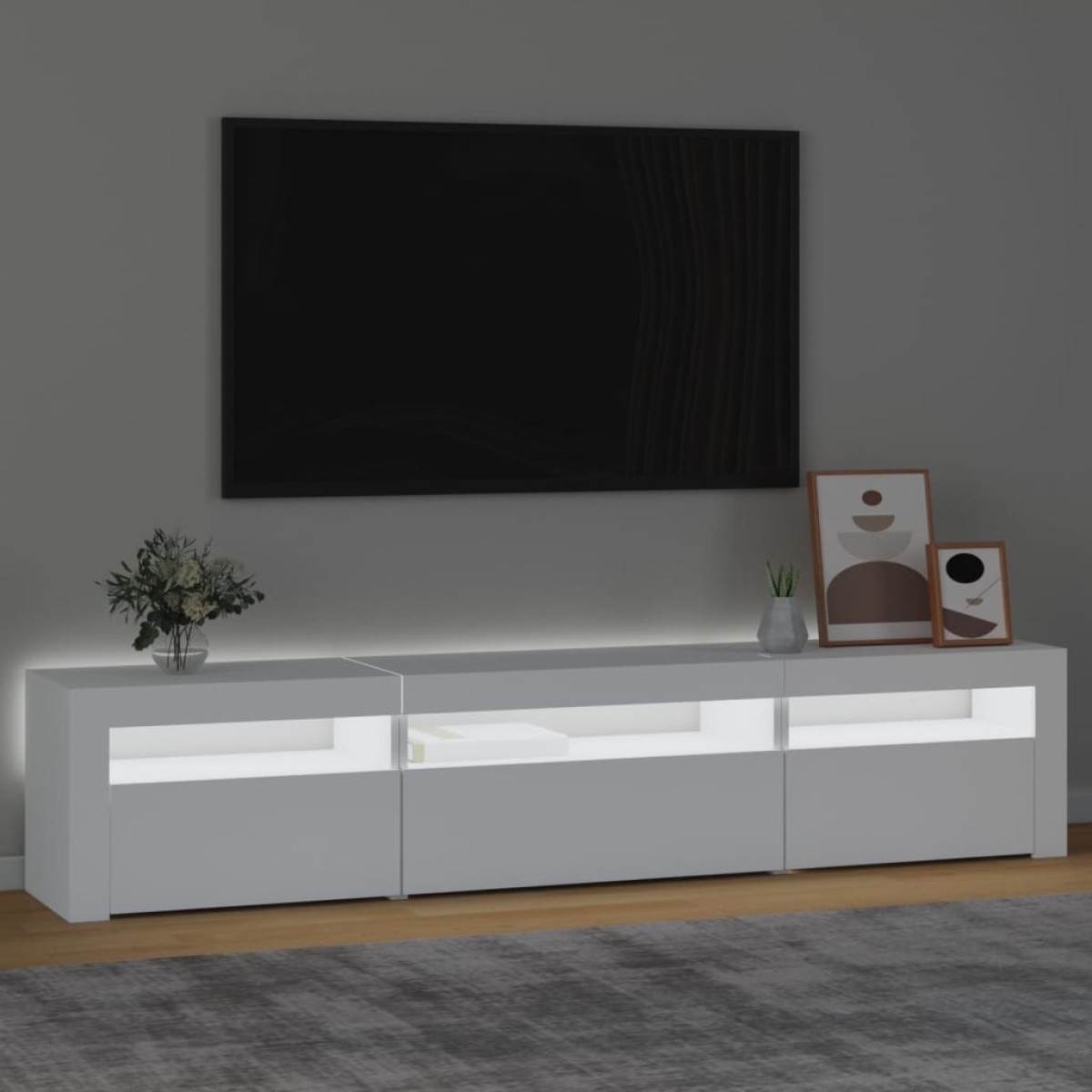 vidaXL Έπιπλο Τηλεόρασης με LED Λευκό 195x35x40 εκ.