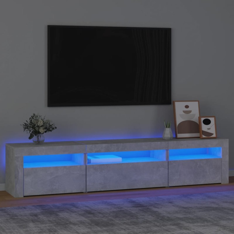 vidaXL Έπιπλο Τηλεόρασης με LED Γκρι Σκυροδέματος 195x35x40 εκ.